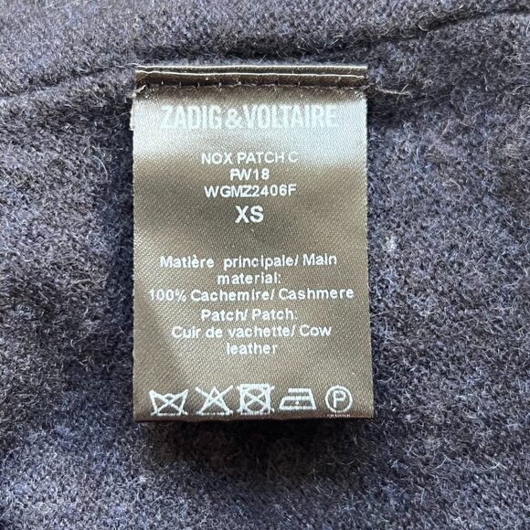 Zadig & Voltaire Nox Star Patch 100% Cashmere Hooded Sweater Black XS luxury - Picture 14 of 16